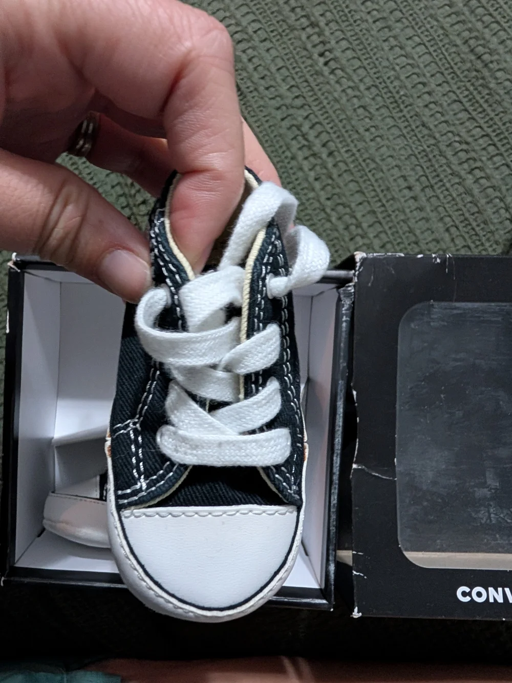 Converse Baby Black & White Canvas High-Top Crib Sneakers